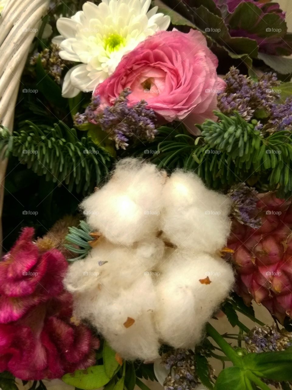 Cotton in the bouquet