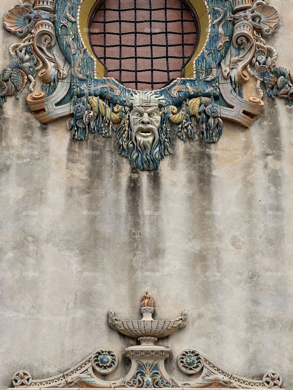 Architectural detail on an old building in Coney Island, Brooklyn, New York 