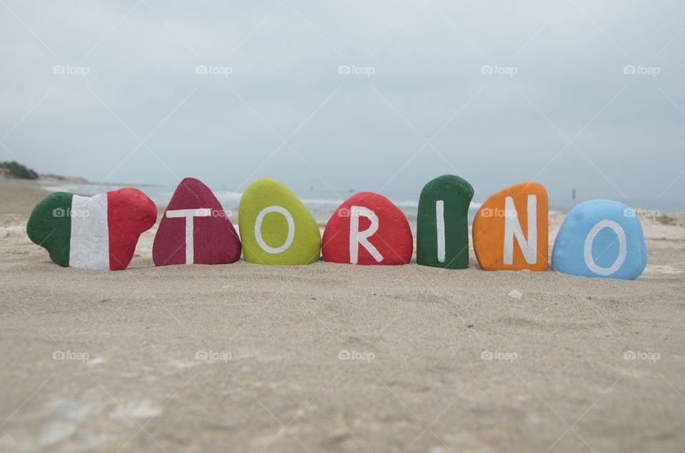 Torino, souvenir on colourful stones