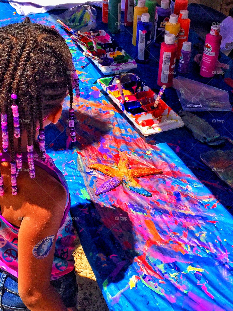 Children creating colorful art