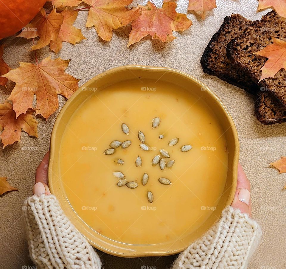 Bon Appetit 😋 Pumpkin soup🎃 Lunch 😋 Autumn mood🍂🍁