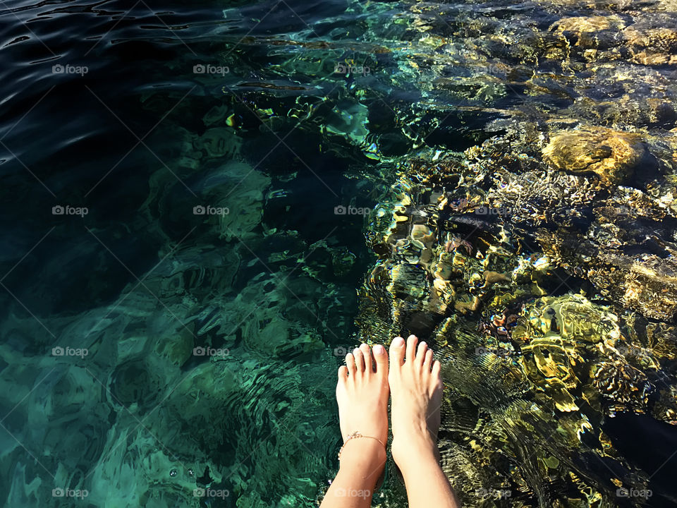 Enjoying the last summer days swimming in the sea 