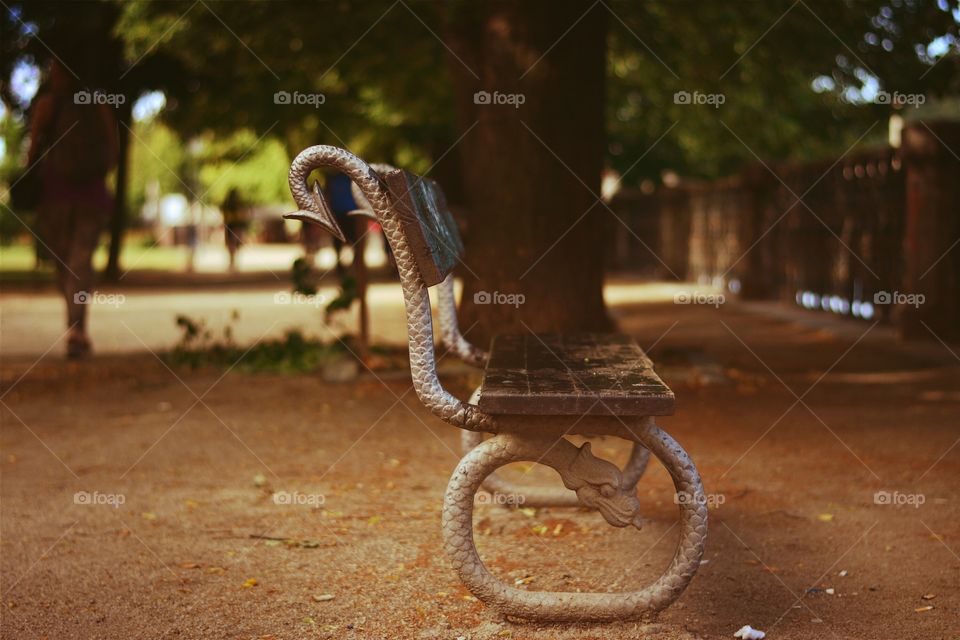 an old bench in Prague