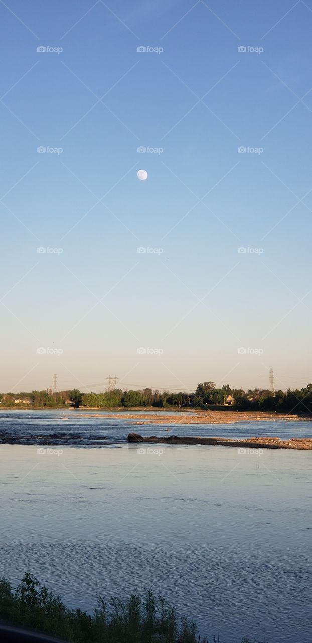 full moon on river