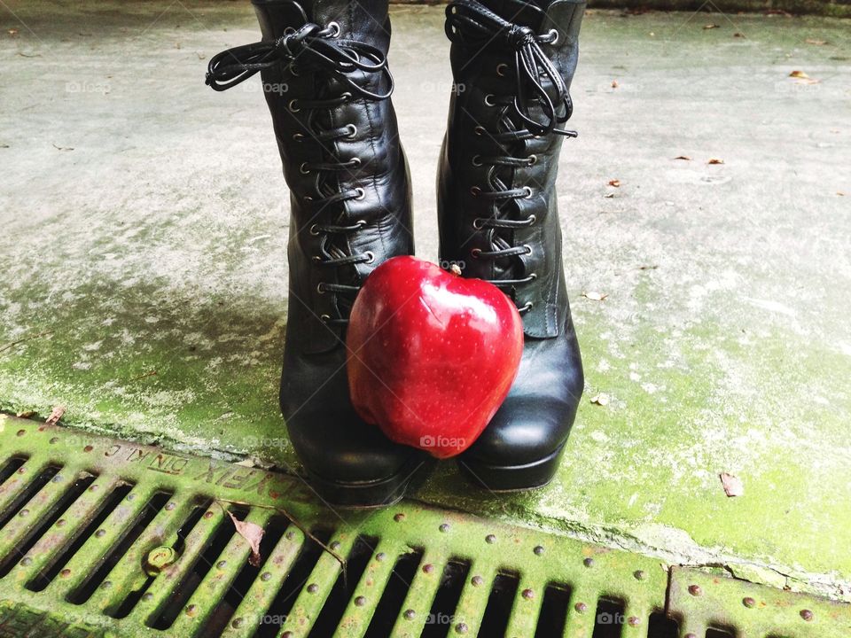 Red apple! . Fruit and boots 