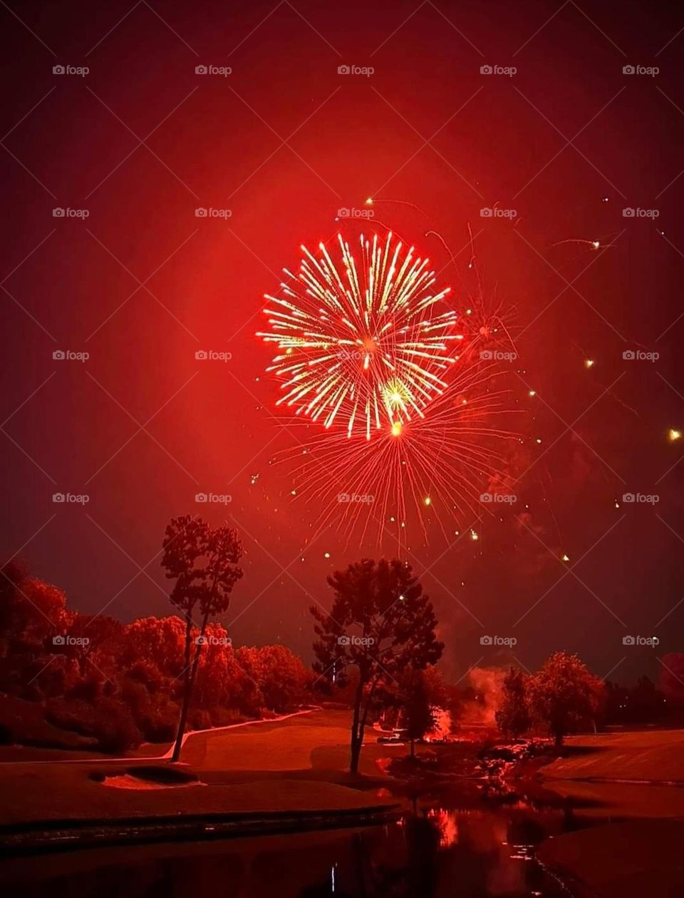 Red Golf Course Fireworks