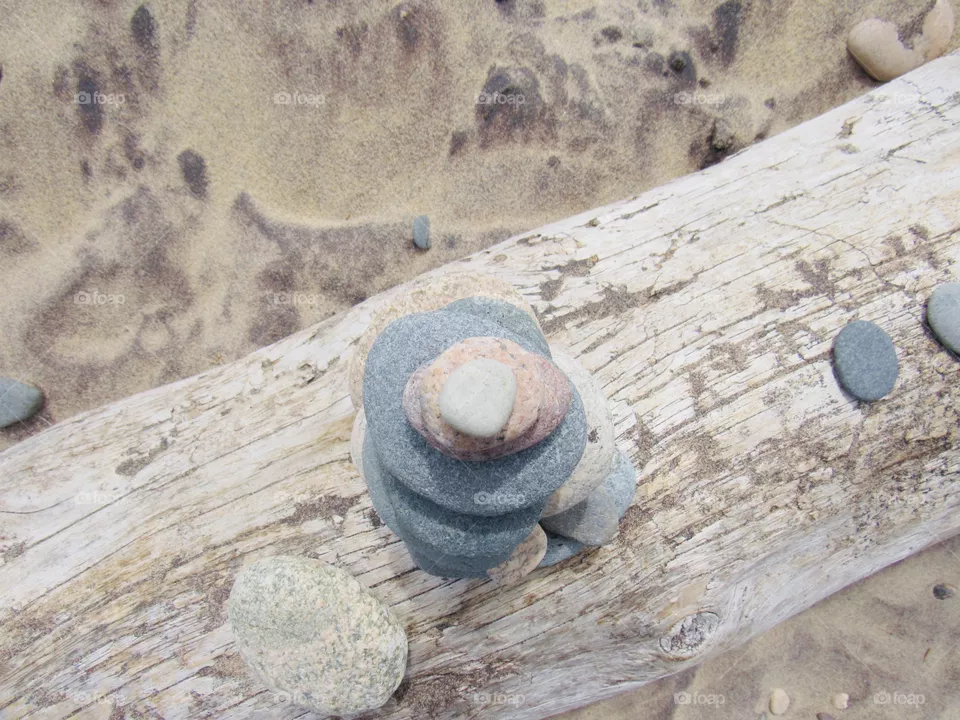Stacked logs on log