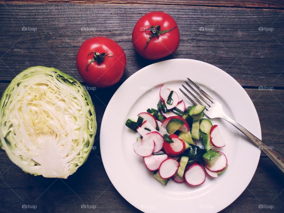 High angle view of healthy food