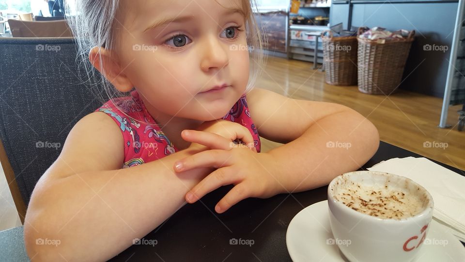 Four Year Old Girl With Babychino