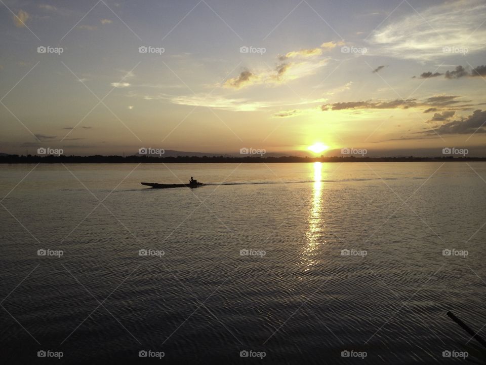 Sunset at the Mekong River, Pakse, Laos
