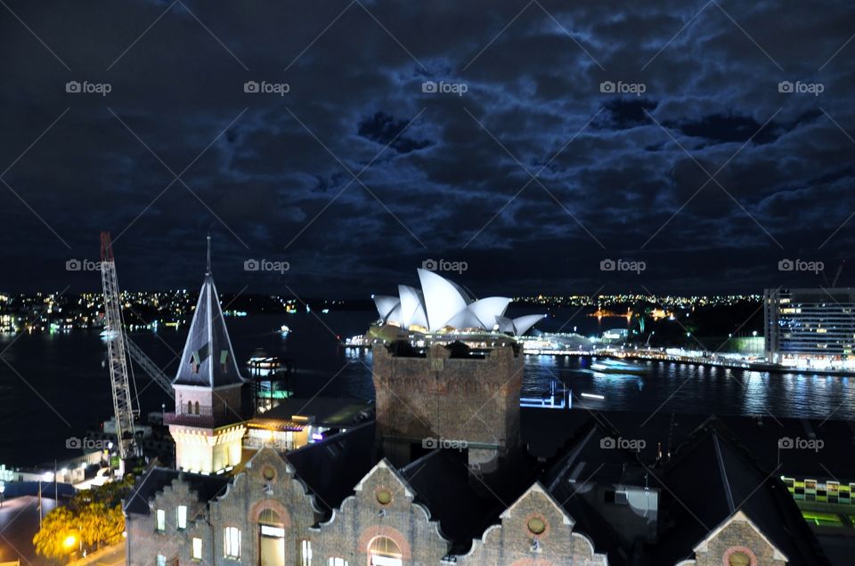 A Birdseye view over Sydney and out towards the opera house