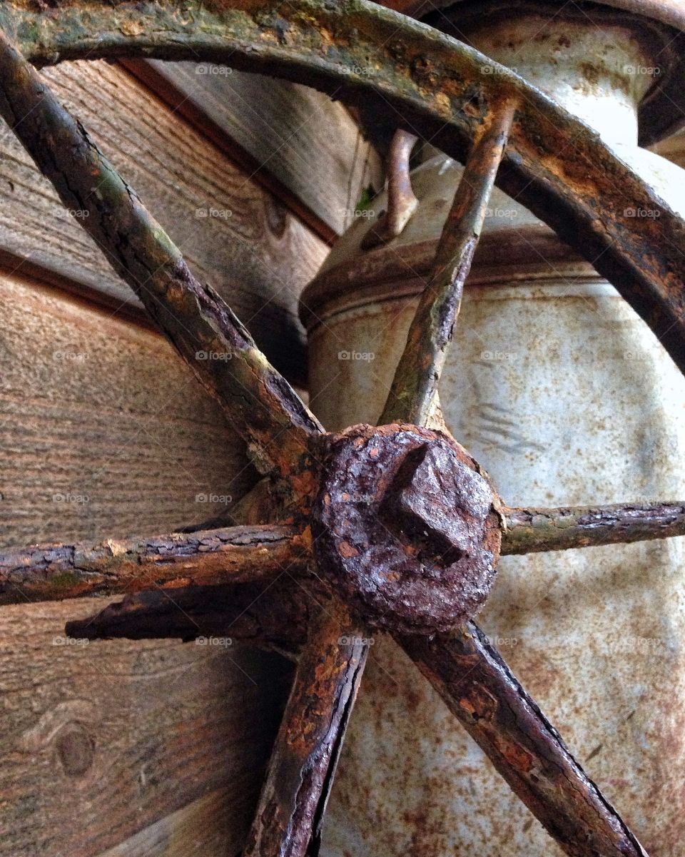 Detail of old rusty wheel