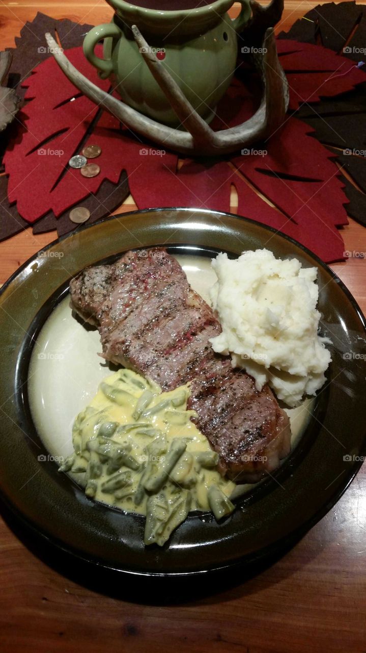 steak and potatoes