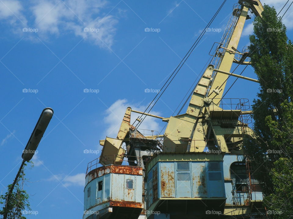 crane on the territory of the plant "Leninskaya Kuznya" in Kiev, Ukraine