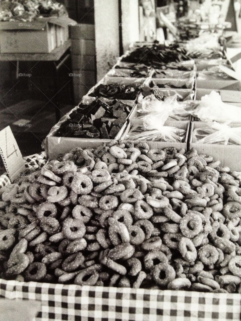 Pretzels for sale in a market