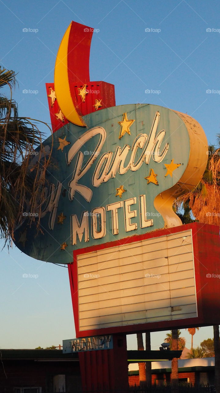 Sky ranch motel old neon sign. Vintage las vegas neon sign 