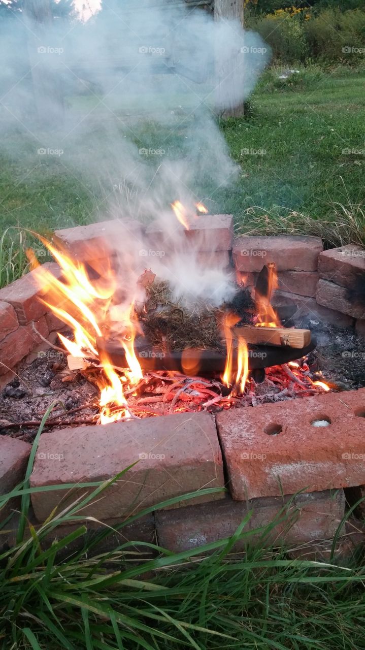 campfire during the Autumn evening