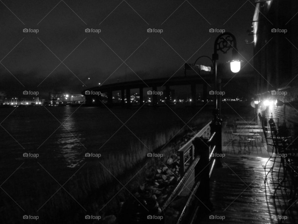 Monochrome, Bridge, Water, River, Sunset