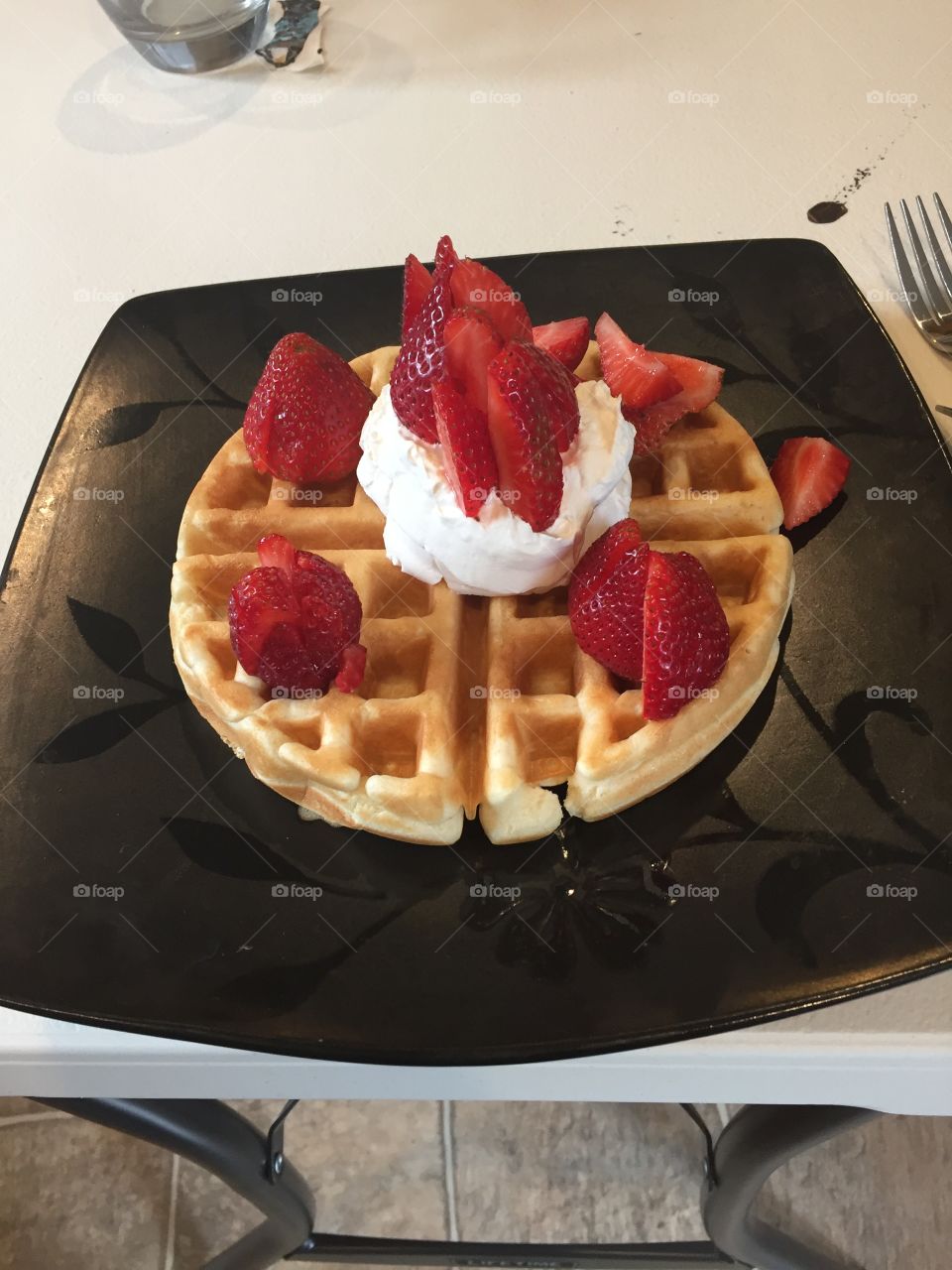 Waffles and strawberries 