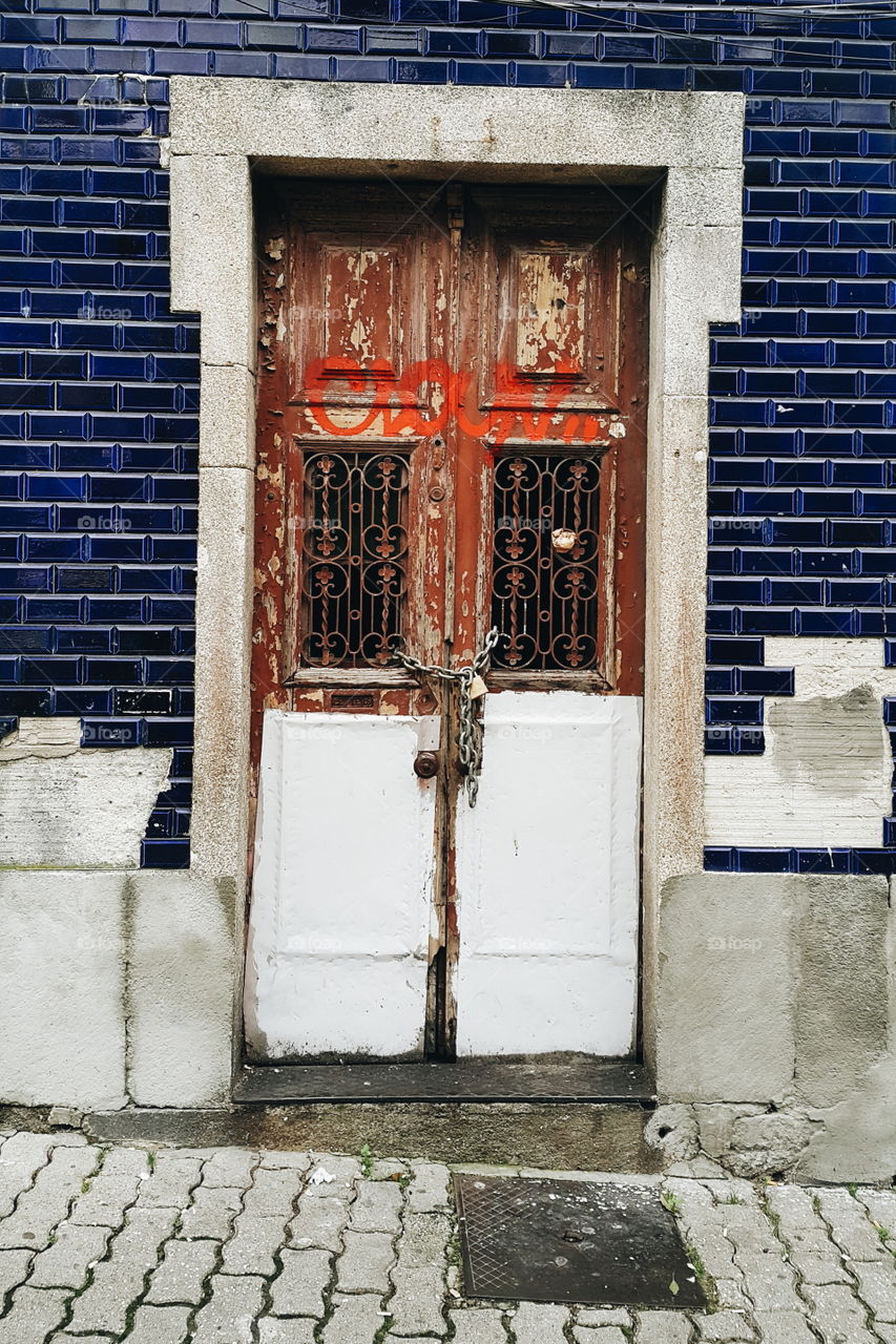 Typical old Porto door, Portugal