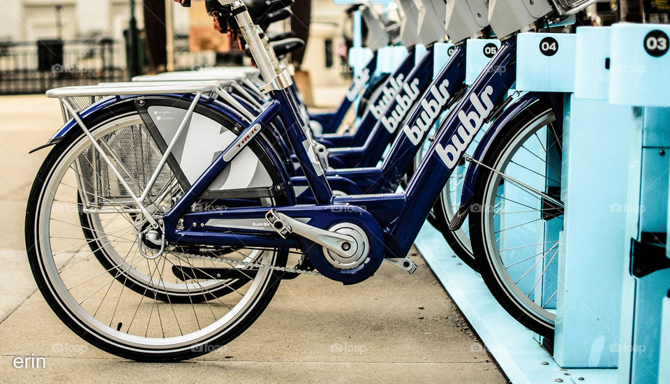 Blue bicycles in Milwaukee 