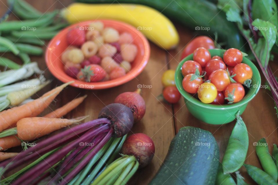 Bright garden fresh veggies and fruits 🥕