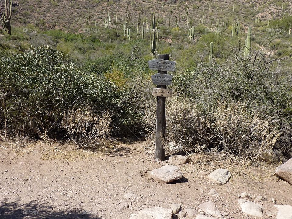 trail post on the Arizona desert