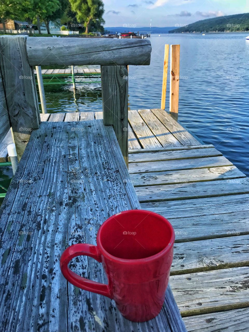 Morning coffee on the lake
