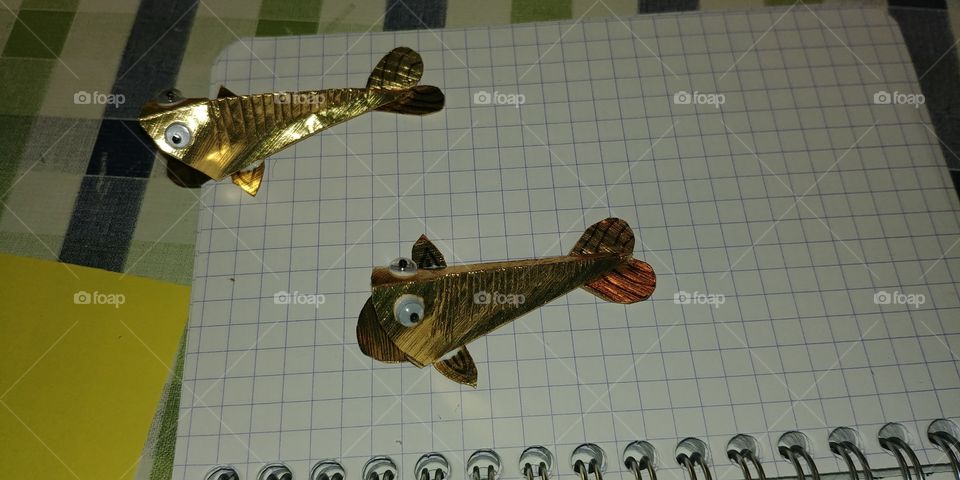 fish gold basteln paper