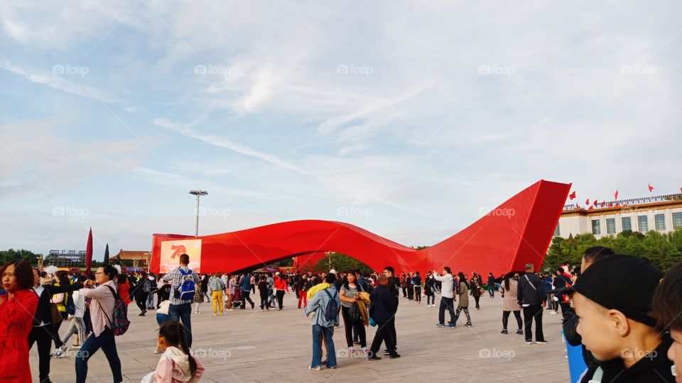 China happy 70 years, sculpture