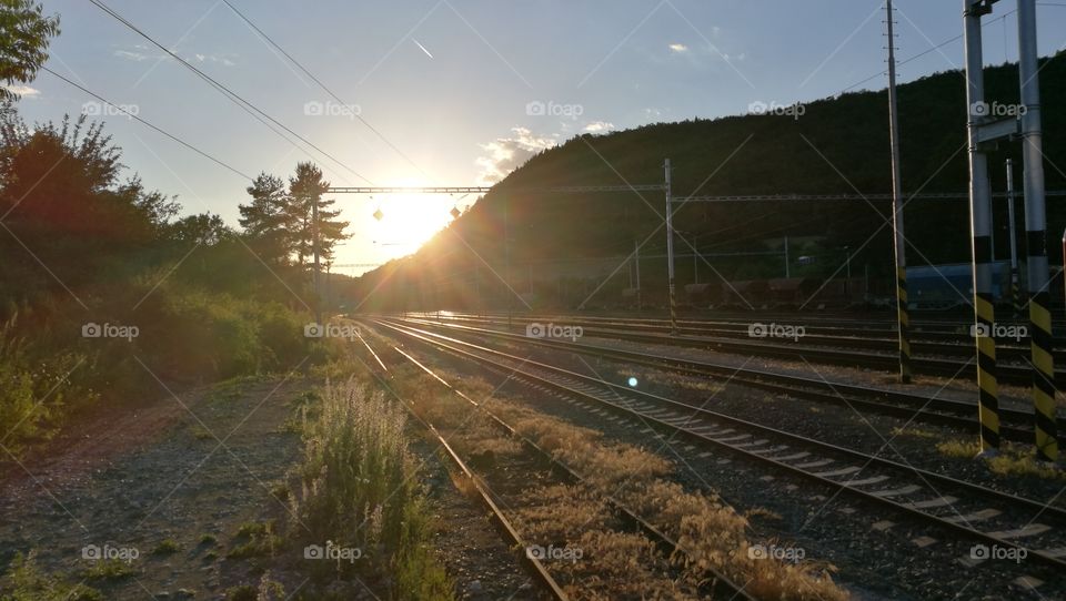 Sunset over railroad