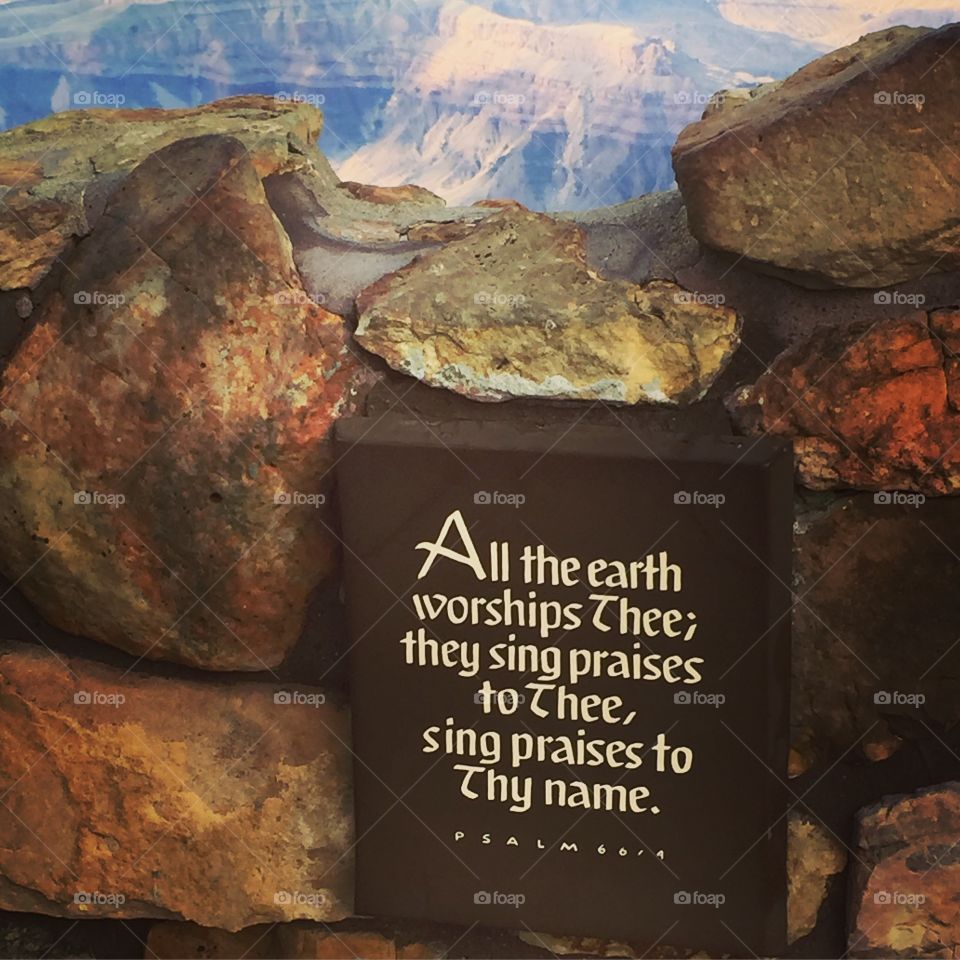 Scripture at Desert Point. Scripture plaque at the Desert a view watchtower, Grand Canyon