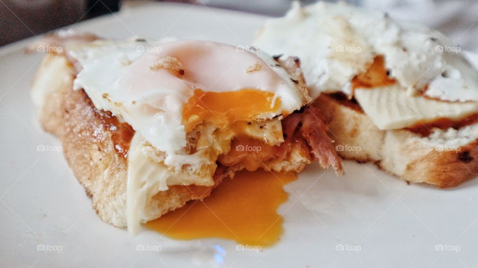 Breakfast with bacon and eggs