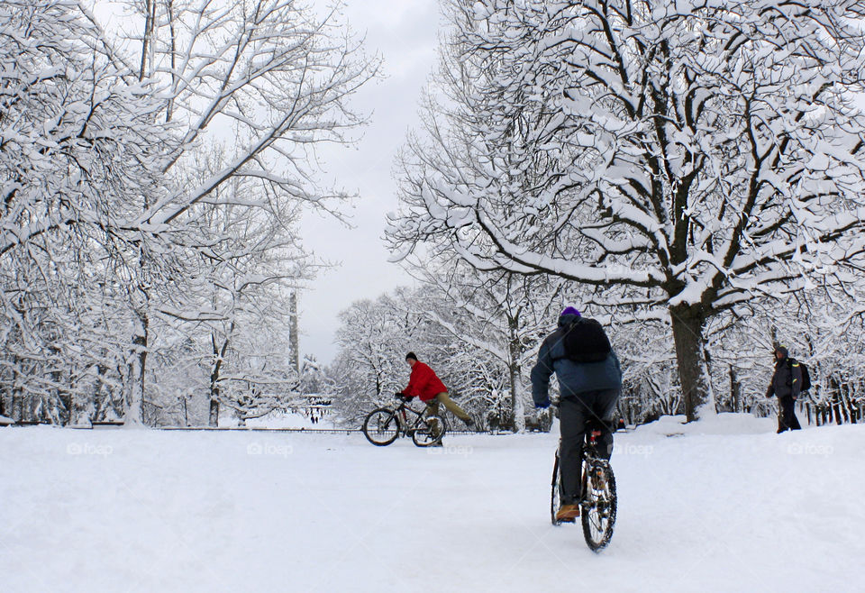 Bikers at the winter park