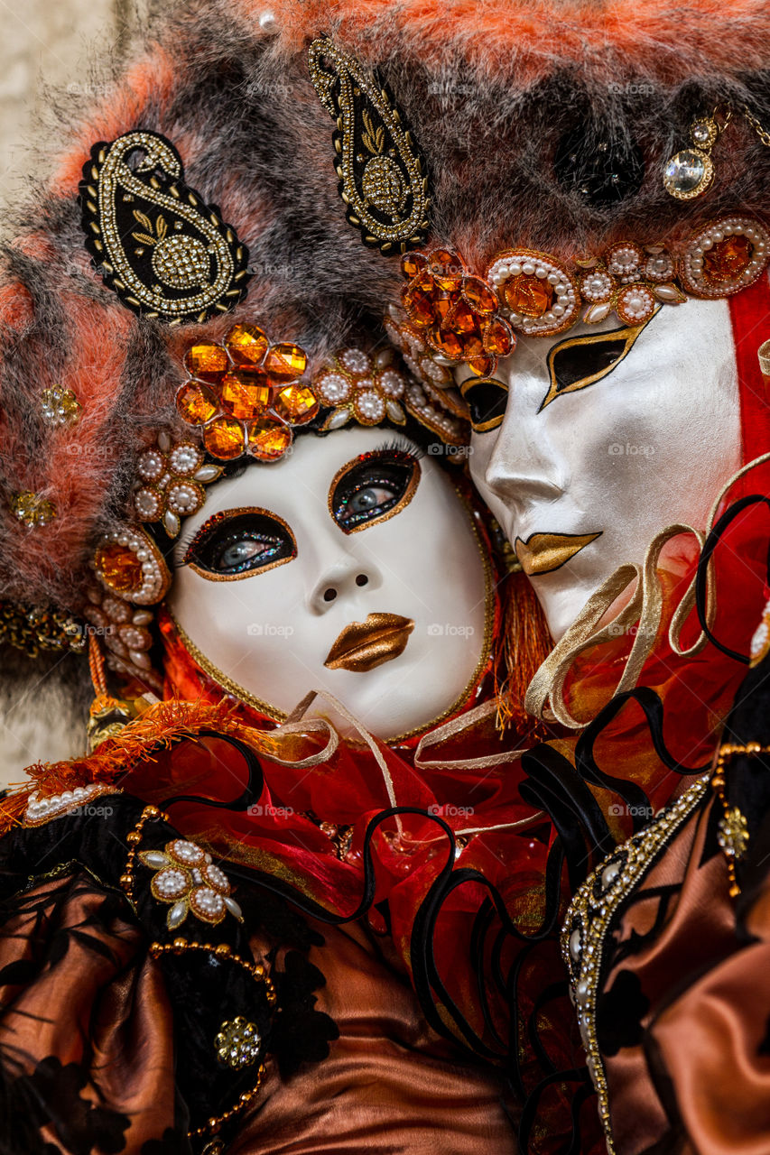 Fashion couple at Venice Carnival