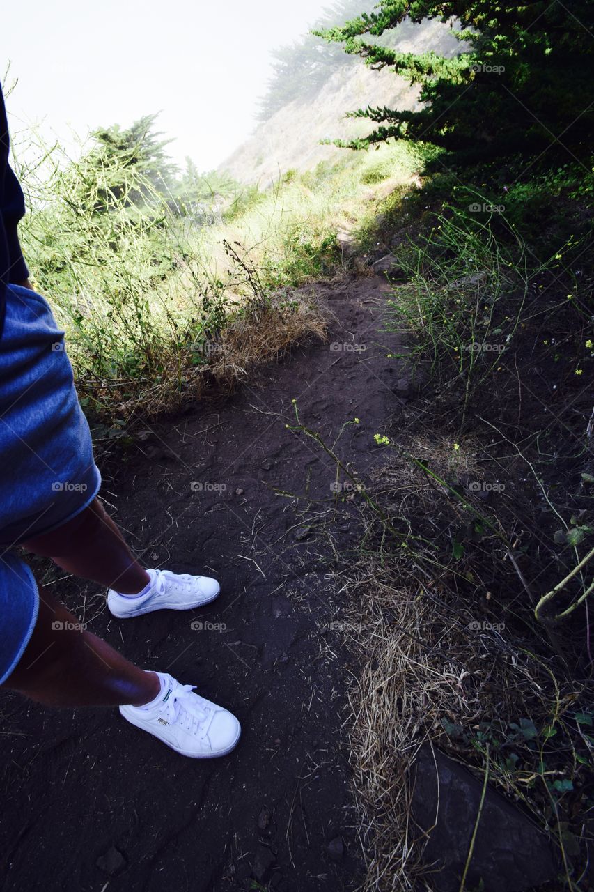 Walking on a path leading to the ocean