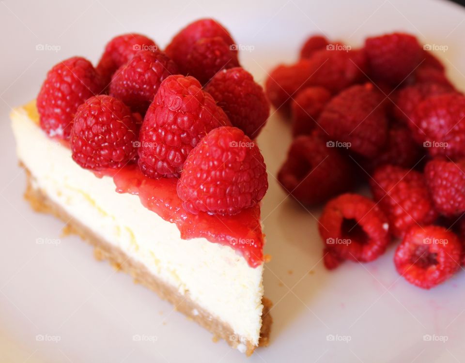 a slice of raspberry cheesecake for snack