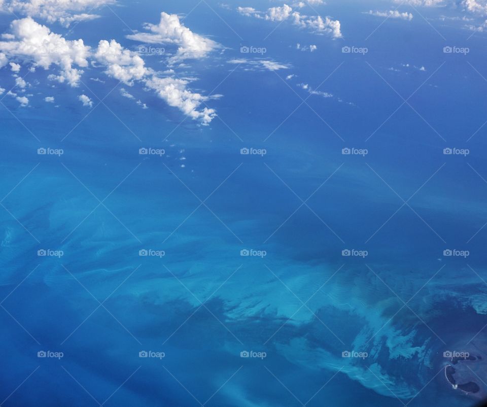 Atlantic Ocean view from airplane 