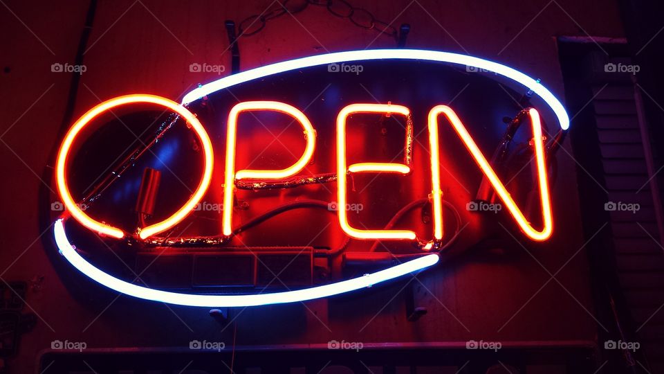 Neon Sign. Open