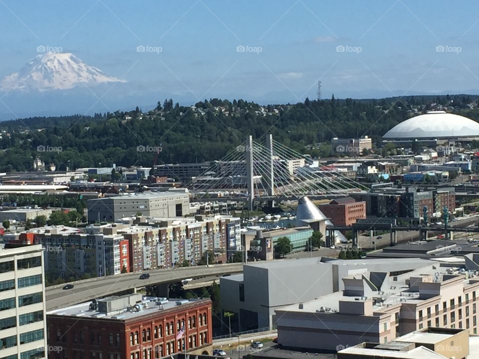 Tacoma WA with Mt Rainier in the background 