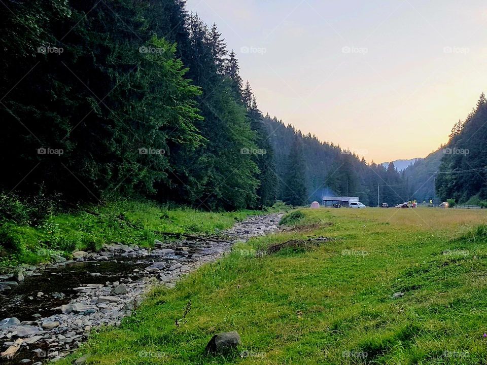 shovel at the mountain river