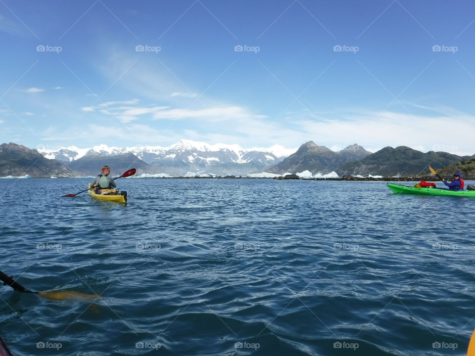 Kayaking to Columbia glacier near Valdez Alaska 