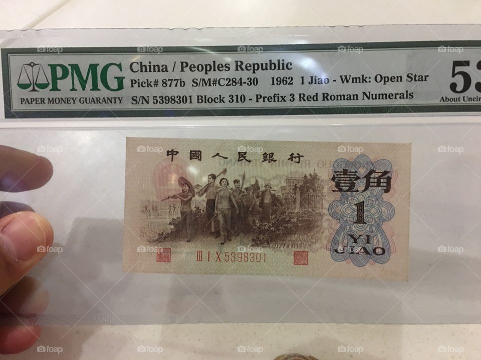 Collectibles 
Ten cents RMB
Year 1960
Precious
Authentic
Chinatown
Singapore
