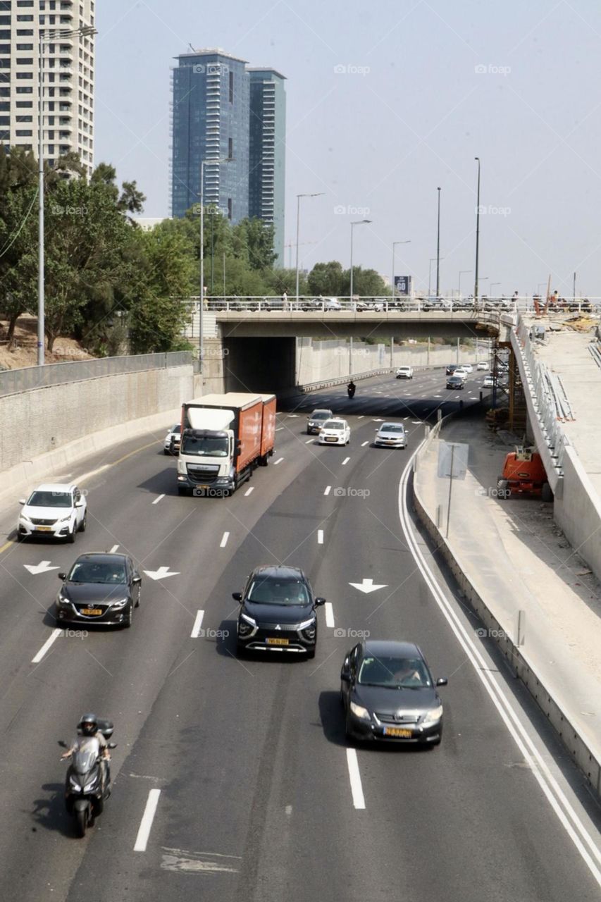 Cars driving on main road 