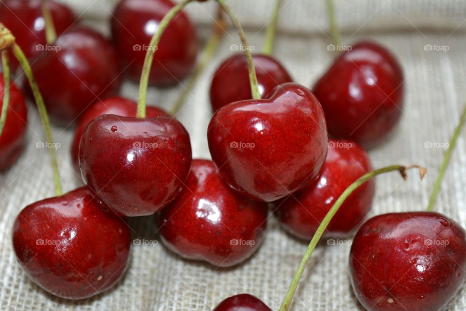 Close-up of red cherries