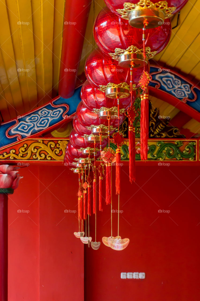 red lamp at buddhist temple