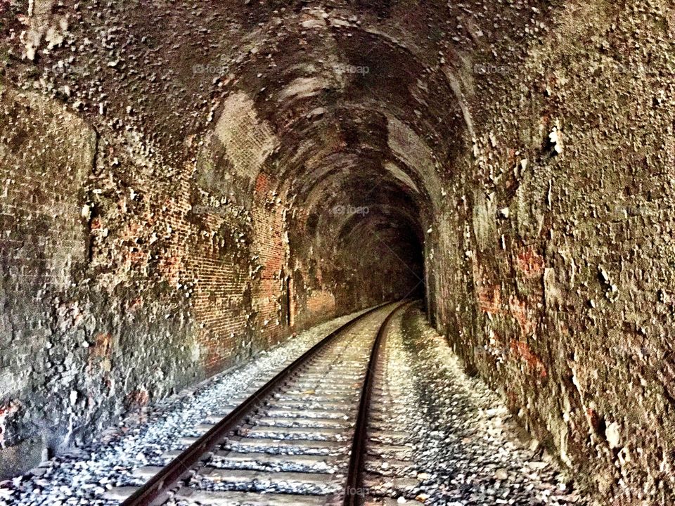 In the train tunnel. 