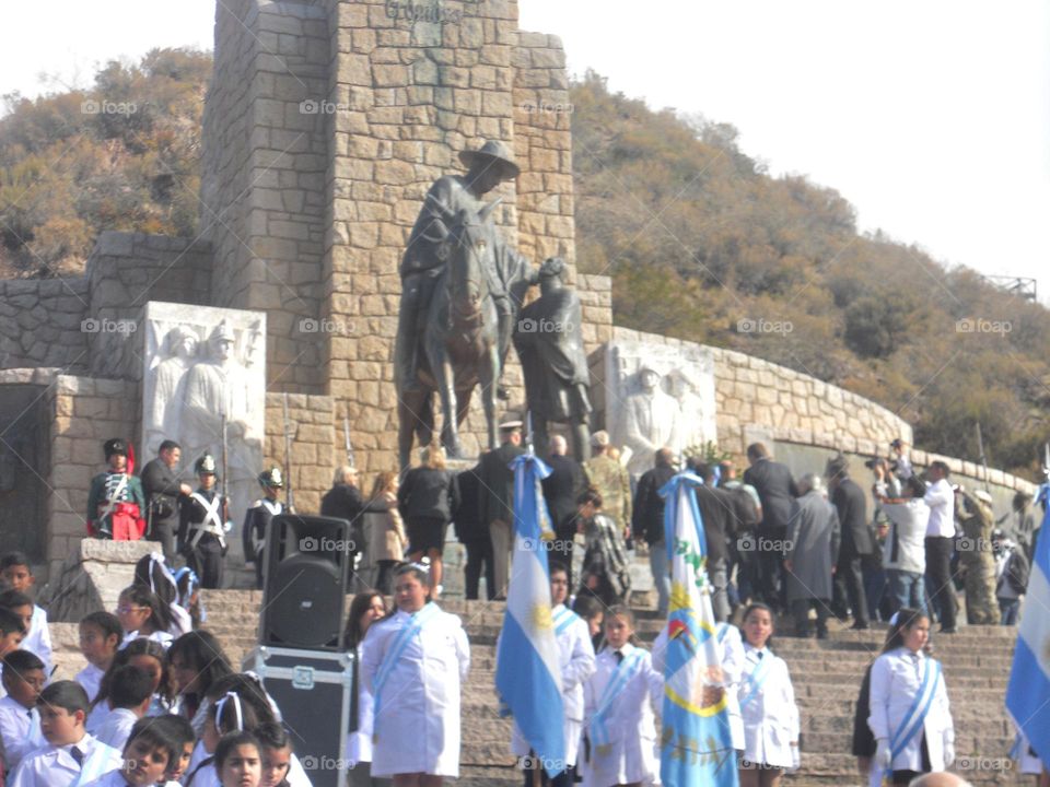 acto patrio argentino en sitio histórico. Tunuyán. Mendoza