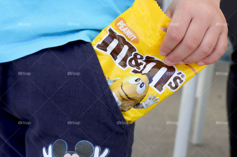 Delicious candies in a pocket