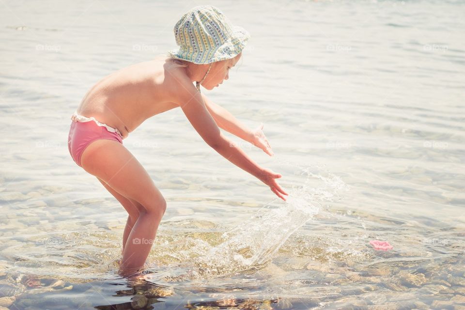 Playing in the sea